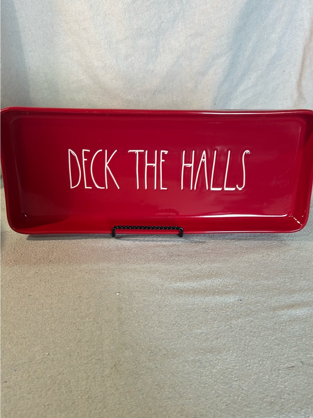 Rae Dunn Red "Deck The Halls" Holiday Serving Tray